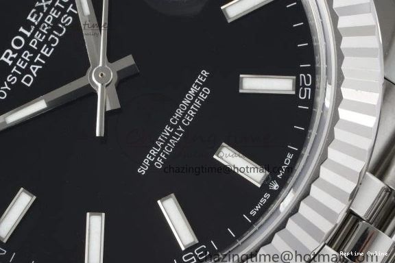 0412 DateJust 41 SS Fluted Bezel KING 1:1 Best Edition 904L Steel Black Stick Dial on Jubilee Bracelet VR EasyCare 2208